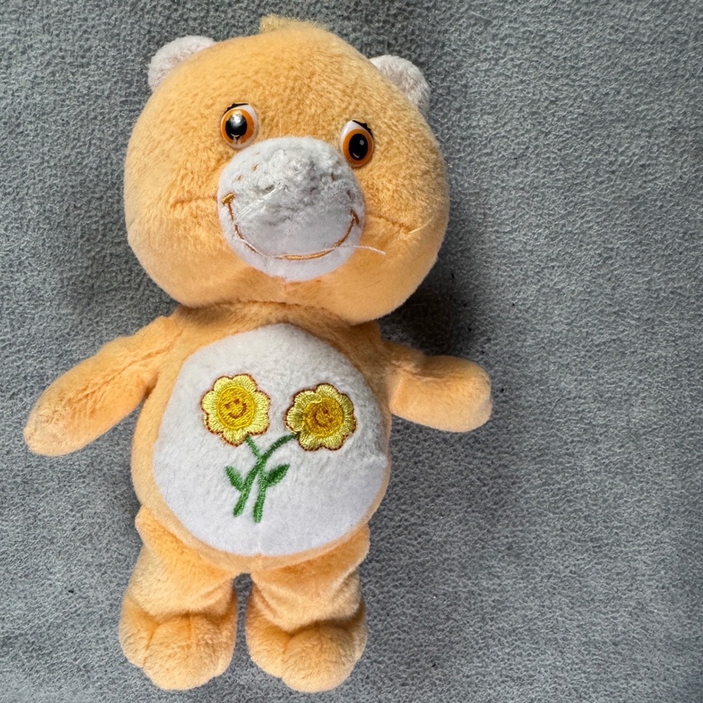 Care Bears Friend Bear Plush Orange Two Flowers 8 Inch Stuffed Animal Toy